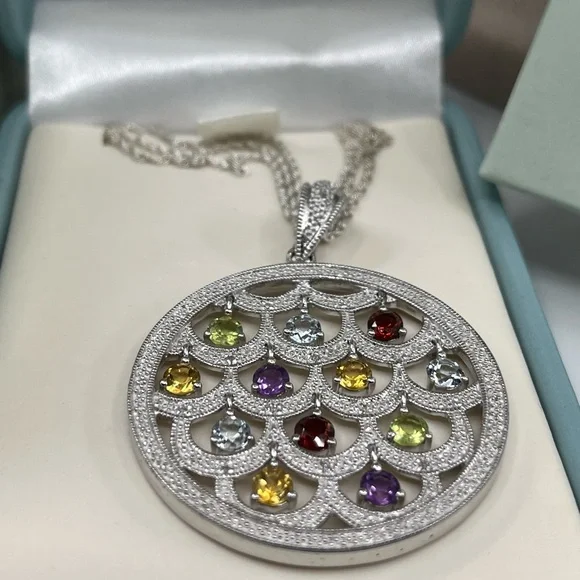 Ross-Simons Sterling Silver Multi-Gemstone Necklace – Vintage Statement Piece - Picture 4 of 17